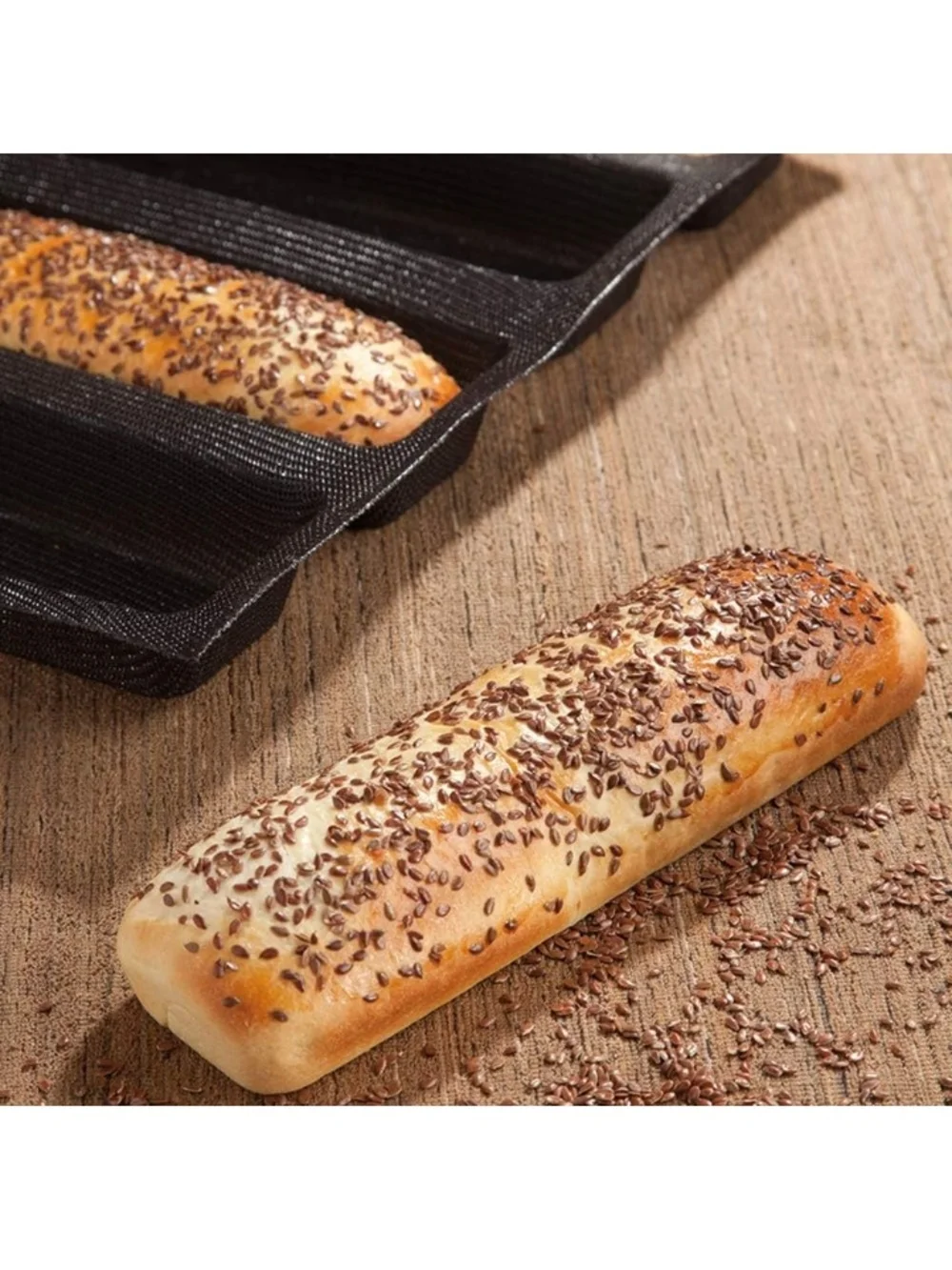 Fetesur Silicone Bread Forms - Black 6-Slot Bread Baking Tray NWT